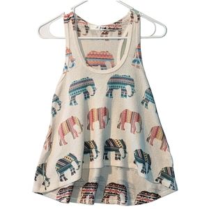 🍁 3/$15 Gaze Elephant Print Hi Low Mullet Tank